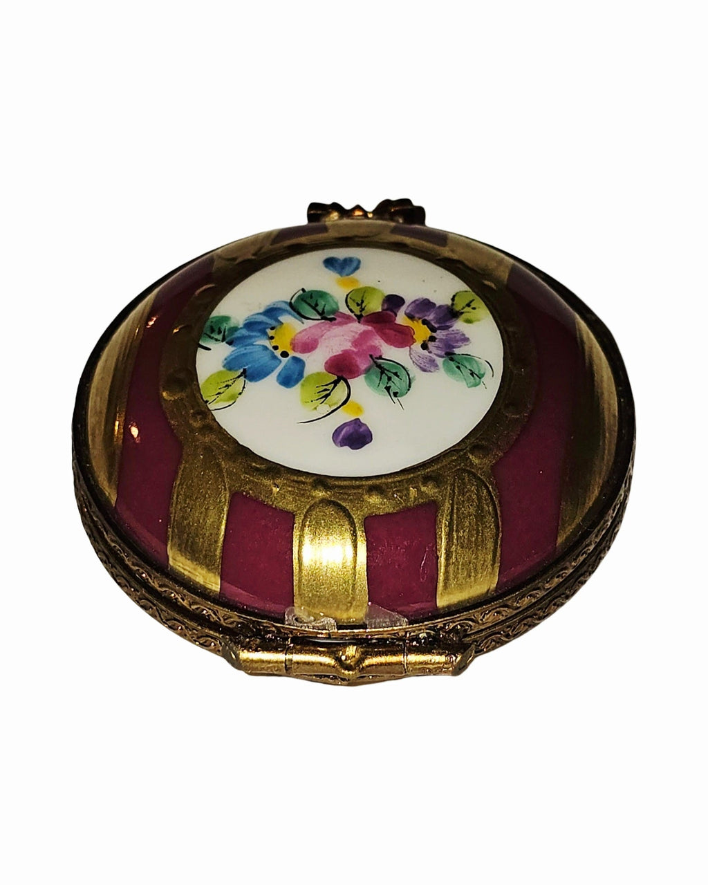 Maroon Gold Floral Round, view 3