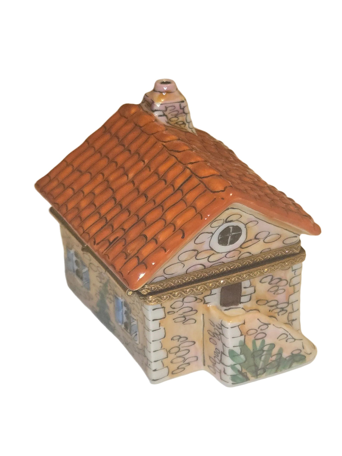 Beige House w Red Roof Limoges Box Cottage Home Gift, view 3