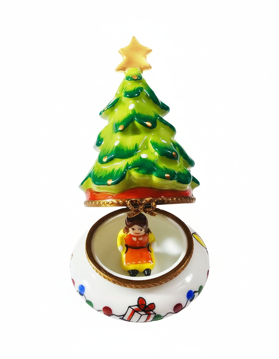 Christmas Tree with Doll Inside 4.25 Limoges Box Figurine, view 2