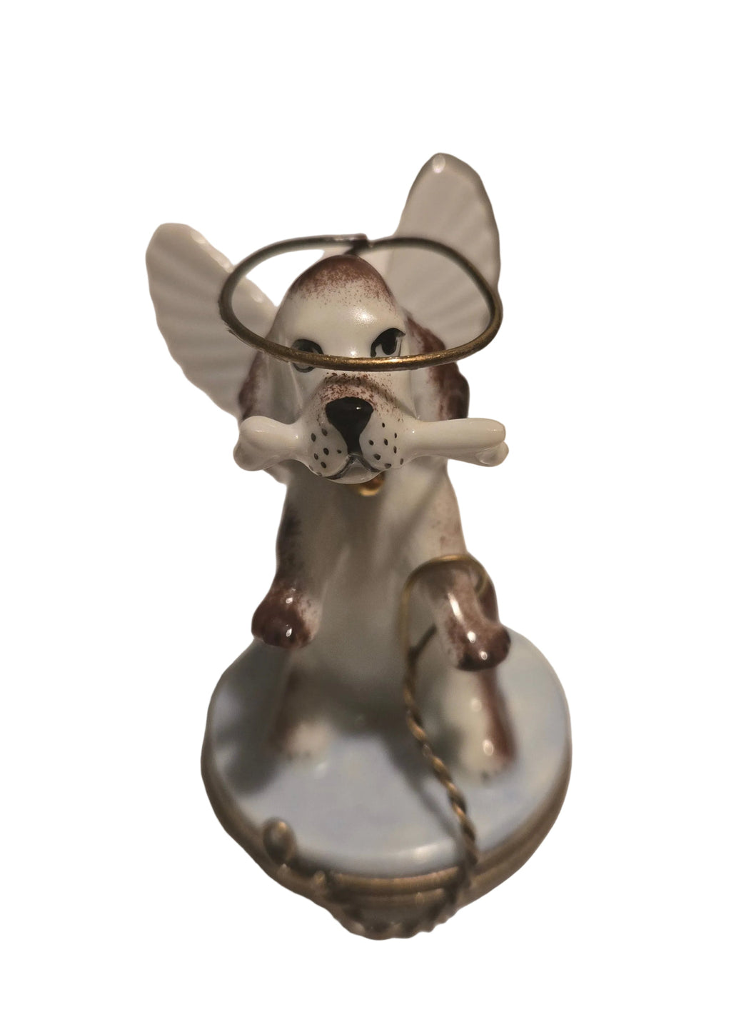 Angelic Dog Box for Pet Lovers, a hand-painted Limoges porcelain gift