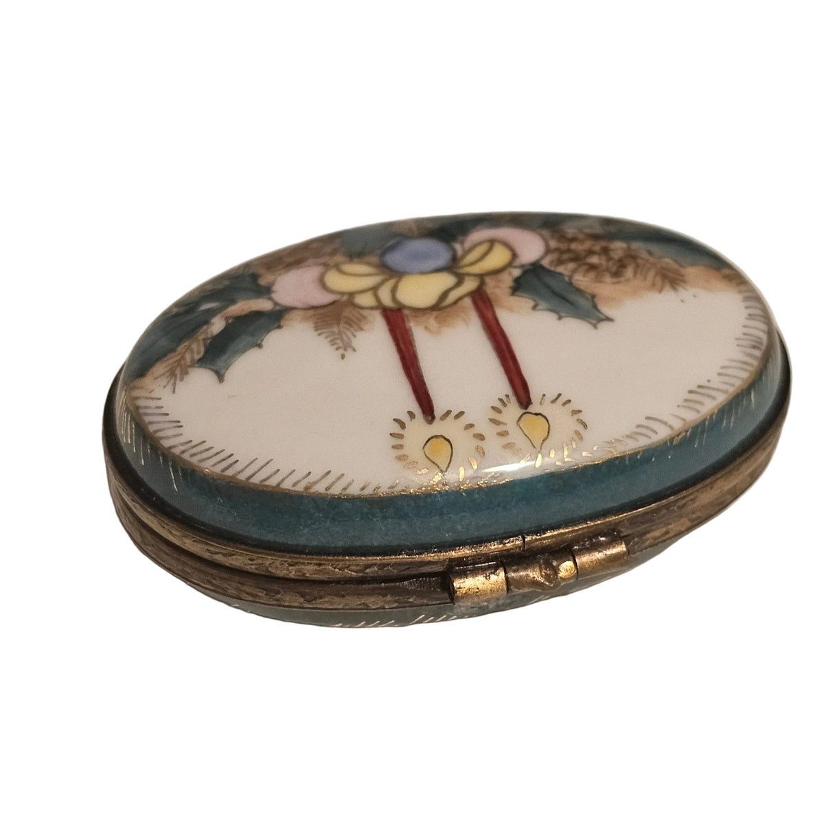 Christmas Oval Candles with Holly Limoges Box, view 3