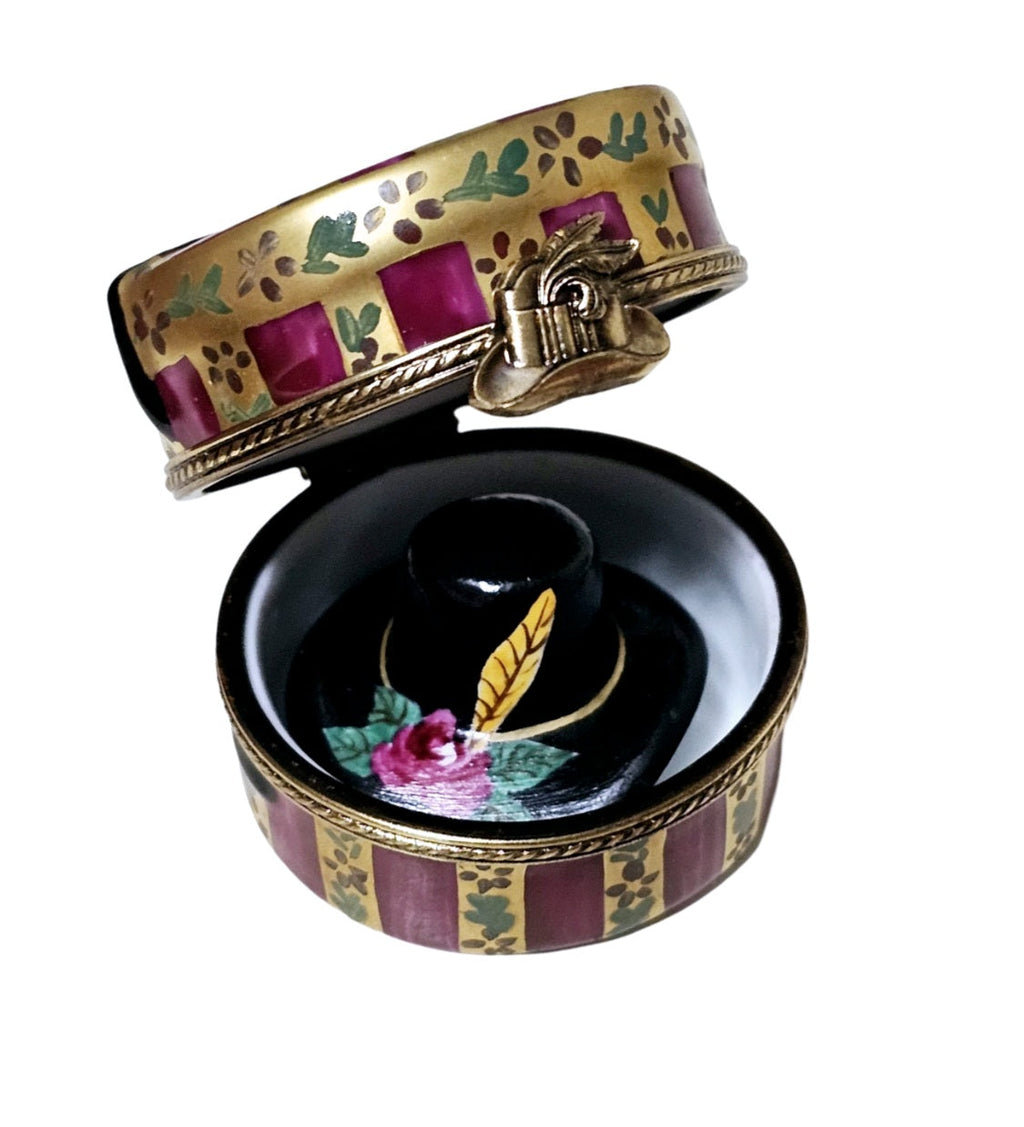 Black Hat in Red Gold Hat Box Keepsake, view 2