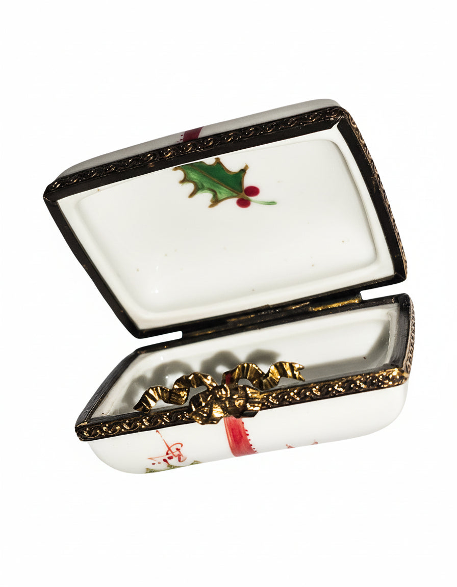 Joyeux Noel Red Bow Rectangle Christmas Limoges Box, view 5