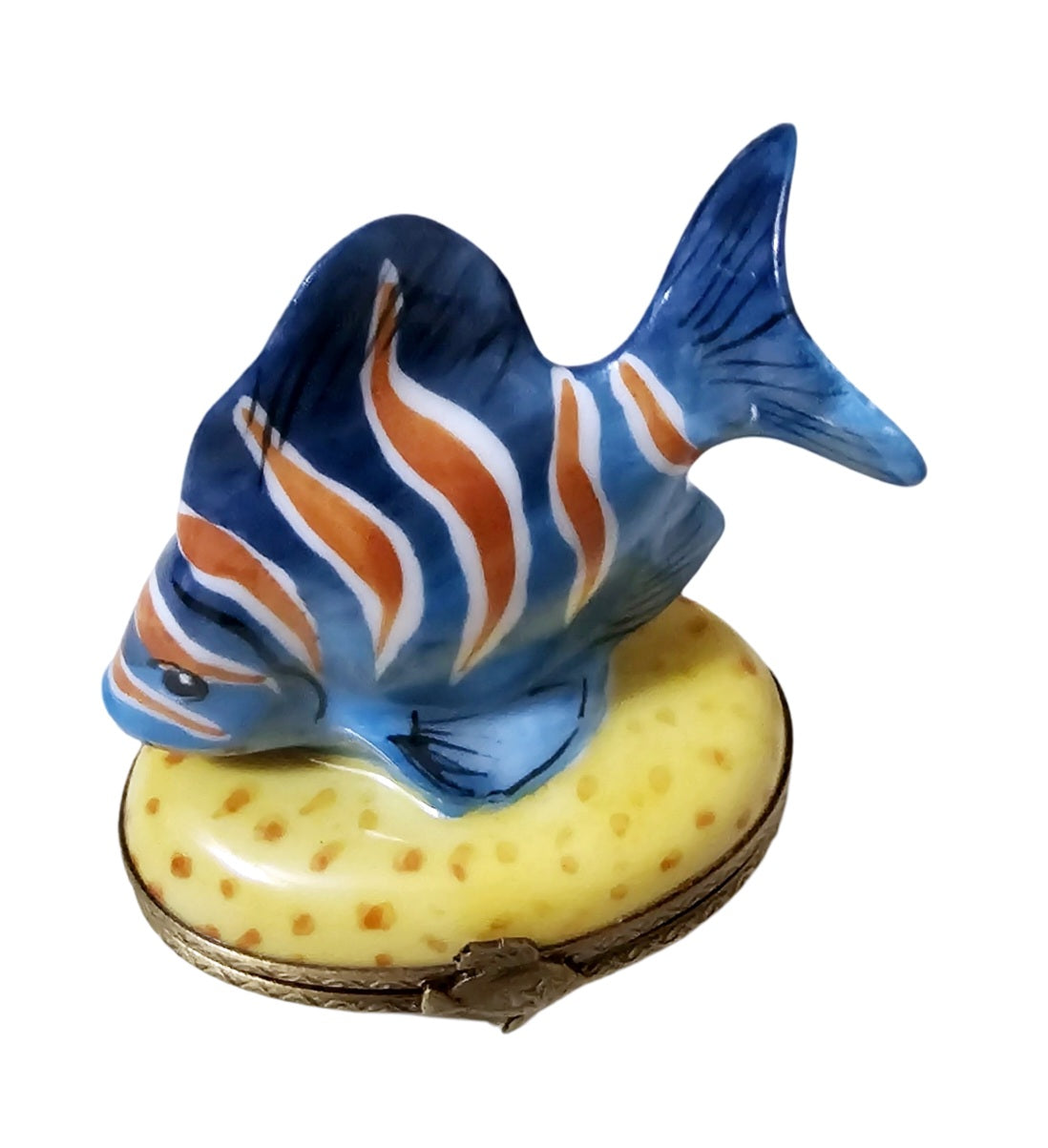 Blue Fish Orange Stripes Limoges Box for Collectors, view 4