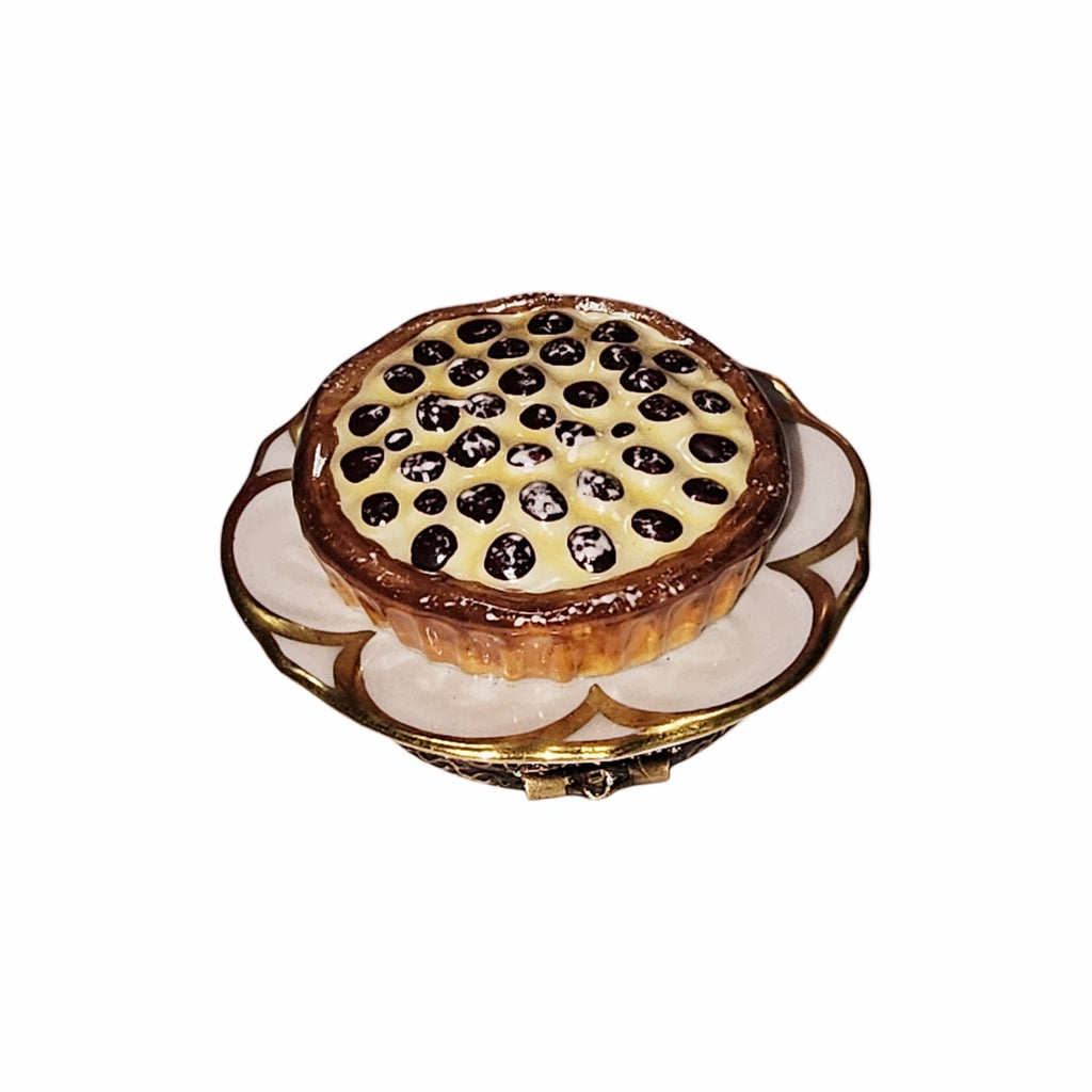 Prune Pie in Plate Limoges Box, a hand-painted Limoges porcelain gift