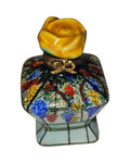 Hour Glass Shaped Jar w Yellow Rose, a hand-painted Limoges porcelain gift