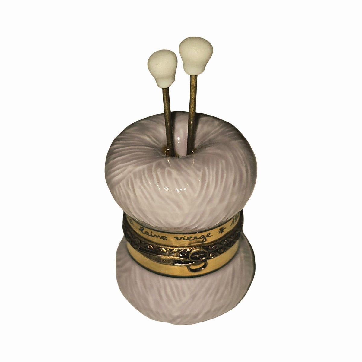 Pink Yarn Needles, a hand-painted Limoges porcelain gift