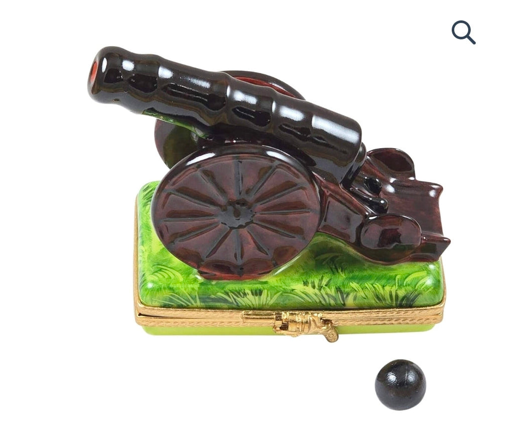 Cannon w Cannon Ball for War, a hand-painted Limoges porcelain gift