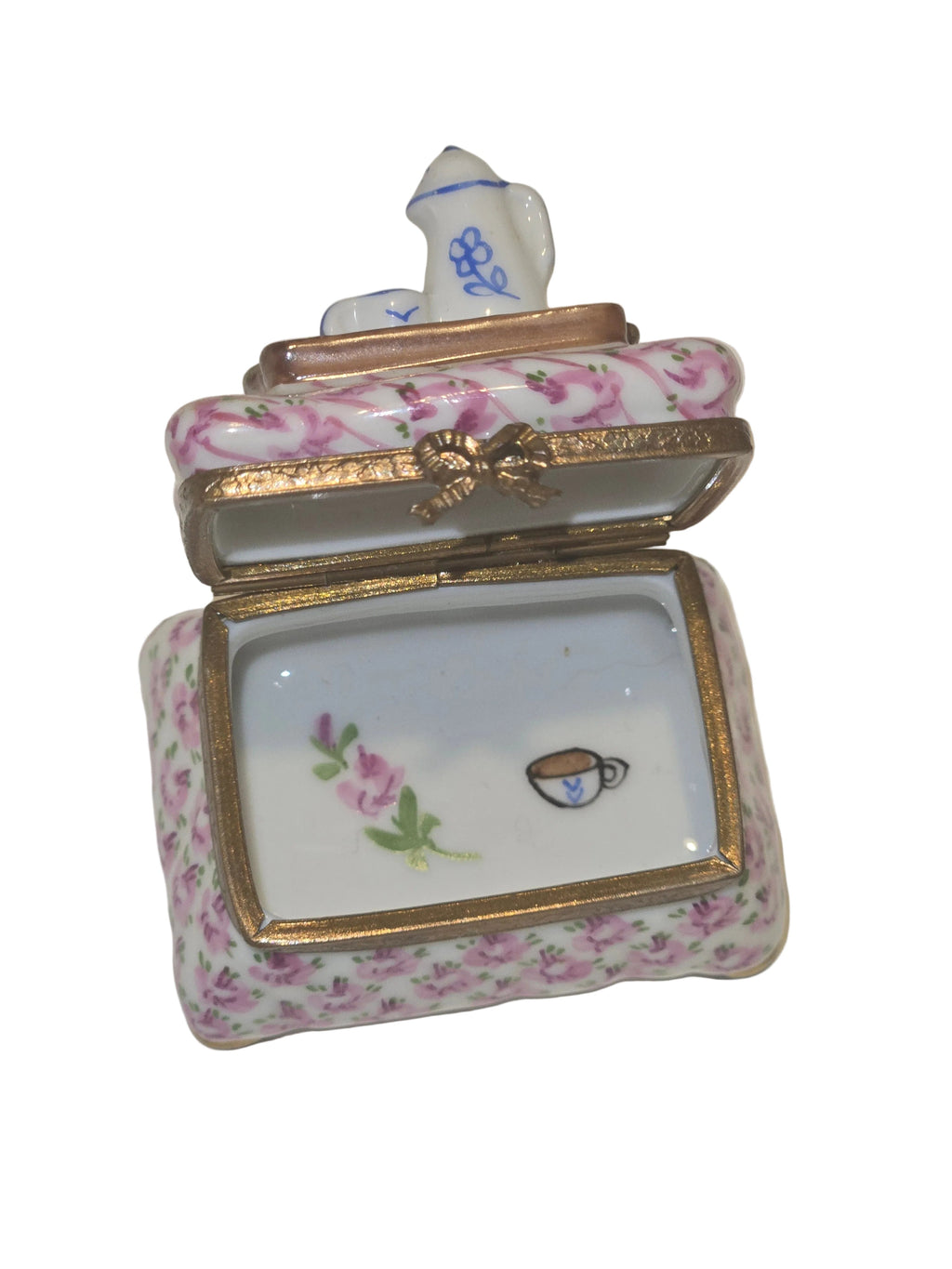 Pink Flowered Foot Stool w Tea, view 2