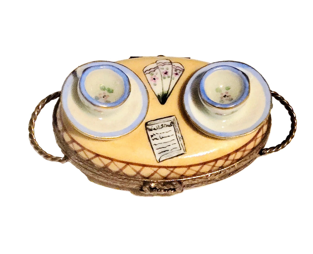 Tea Time for Two w Teacups Limoges Box, view 4