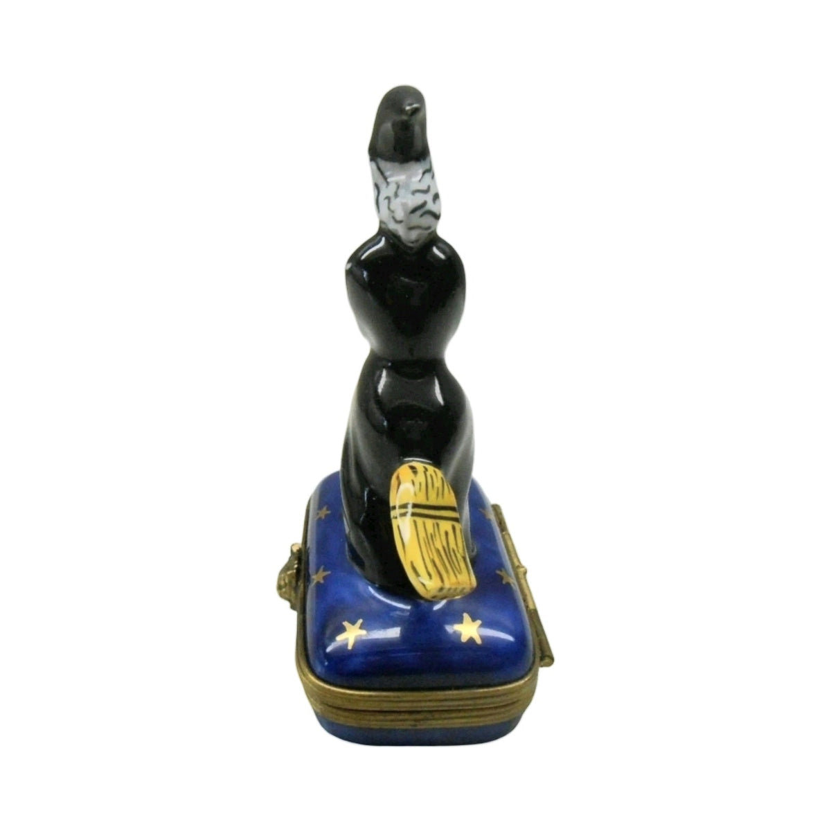 The painter's artistry shows on this Witch Riding on Broom Halloween Limoges box