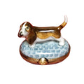 Bassett Hound Beagle on Stones, a hand-painted Limoges porcelain gift