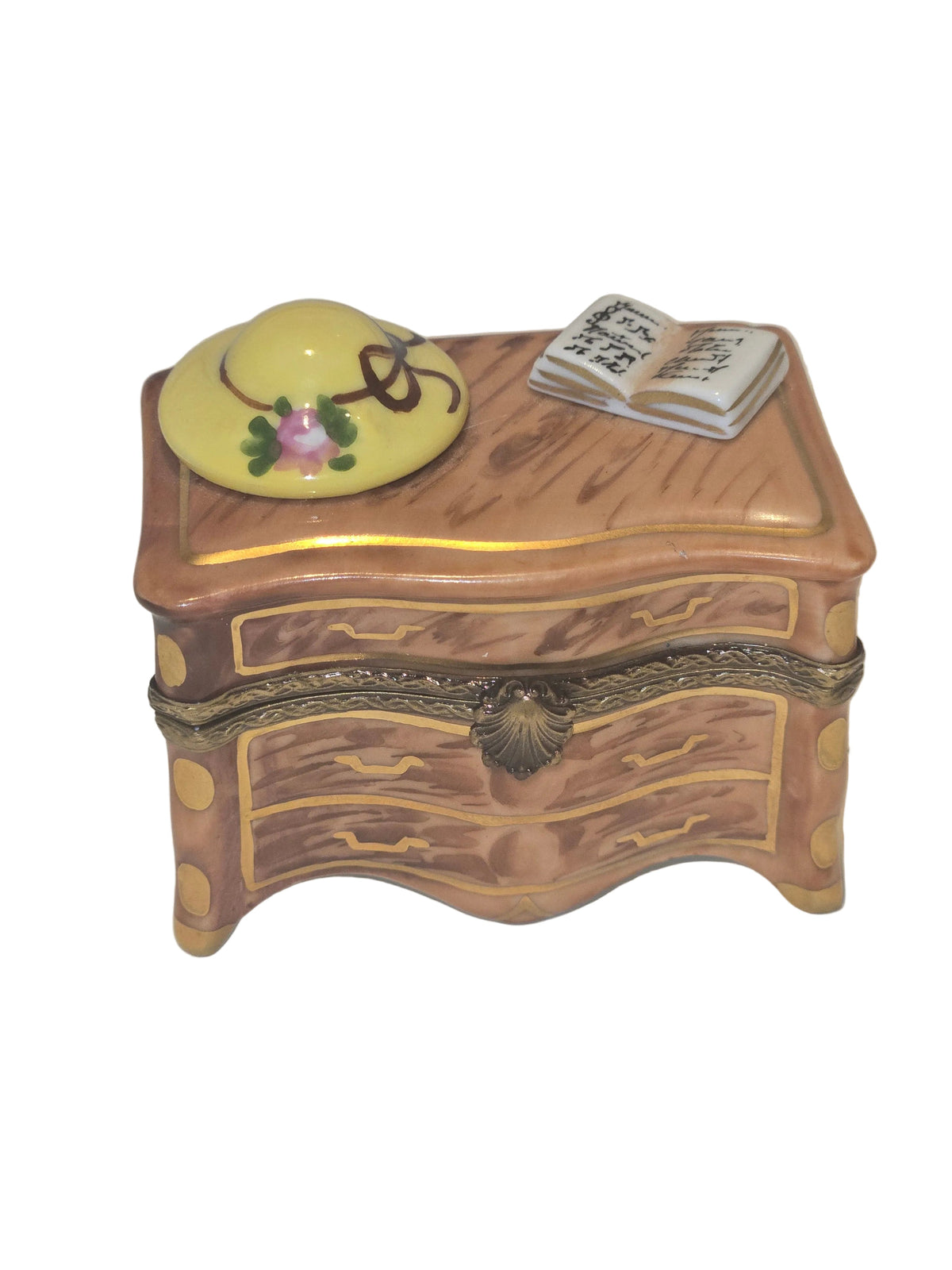 Dresser w Hat Book, a hand-painted Limoges porcelain gift