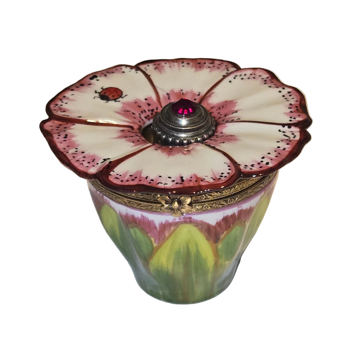 White Pink Flower w Porcelain Art Perfume, view 4