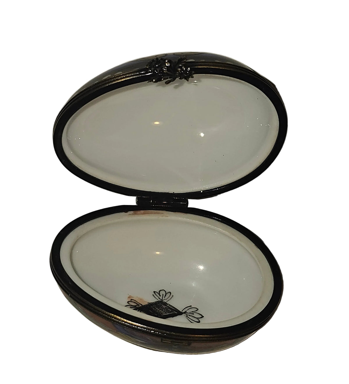 Snazzy Orange Blue Egg Horizon Limoges Box, view 2