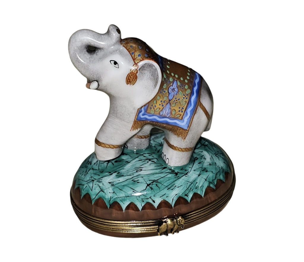Large Elephant Trunk Up Figurine, a hand-painted Limoges porcelain gift