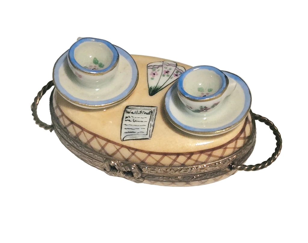Tea Time for Two w Teacups Limoges Box, view 5