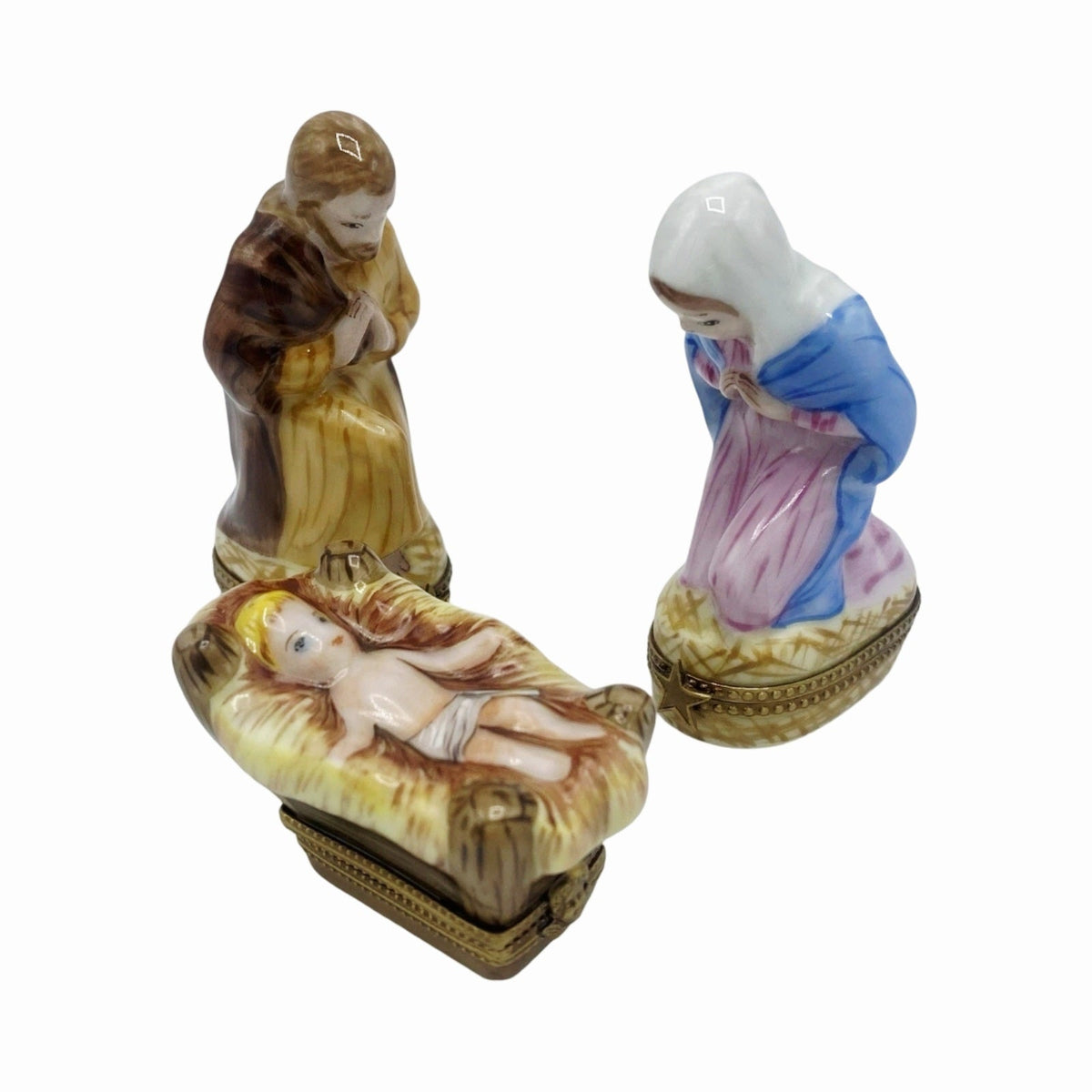 Nativity Set Jesus Mary Joseph 3 Limoges Boxes, view 10