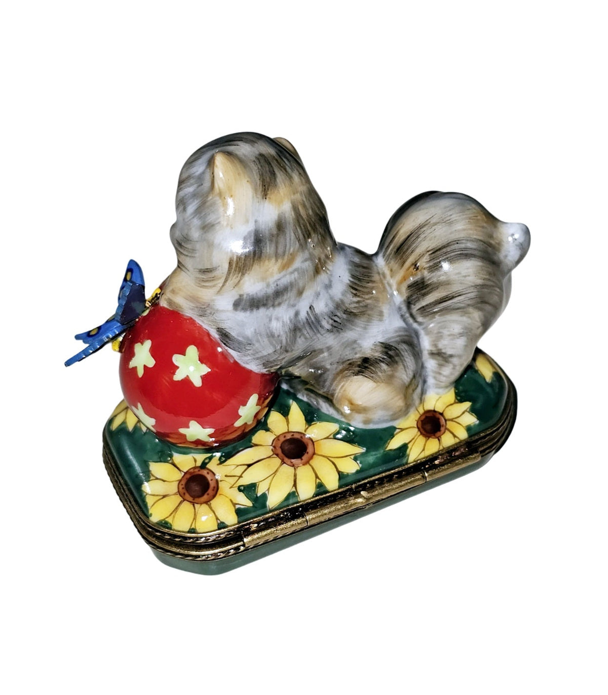 Cat W Ball and Butterfly Limoges Box, view 6