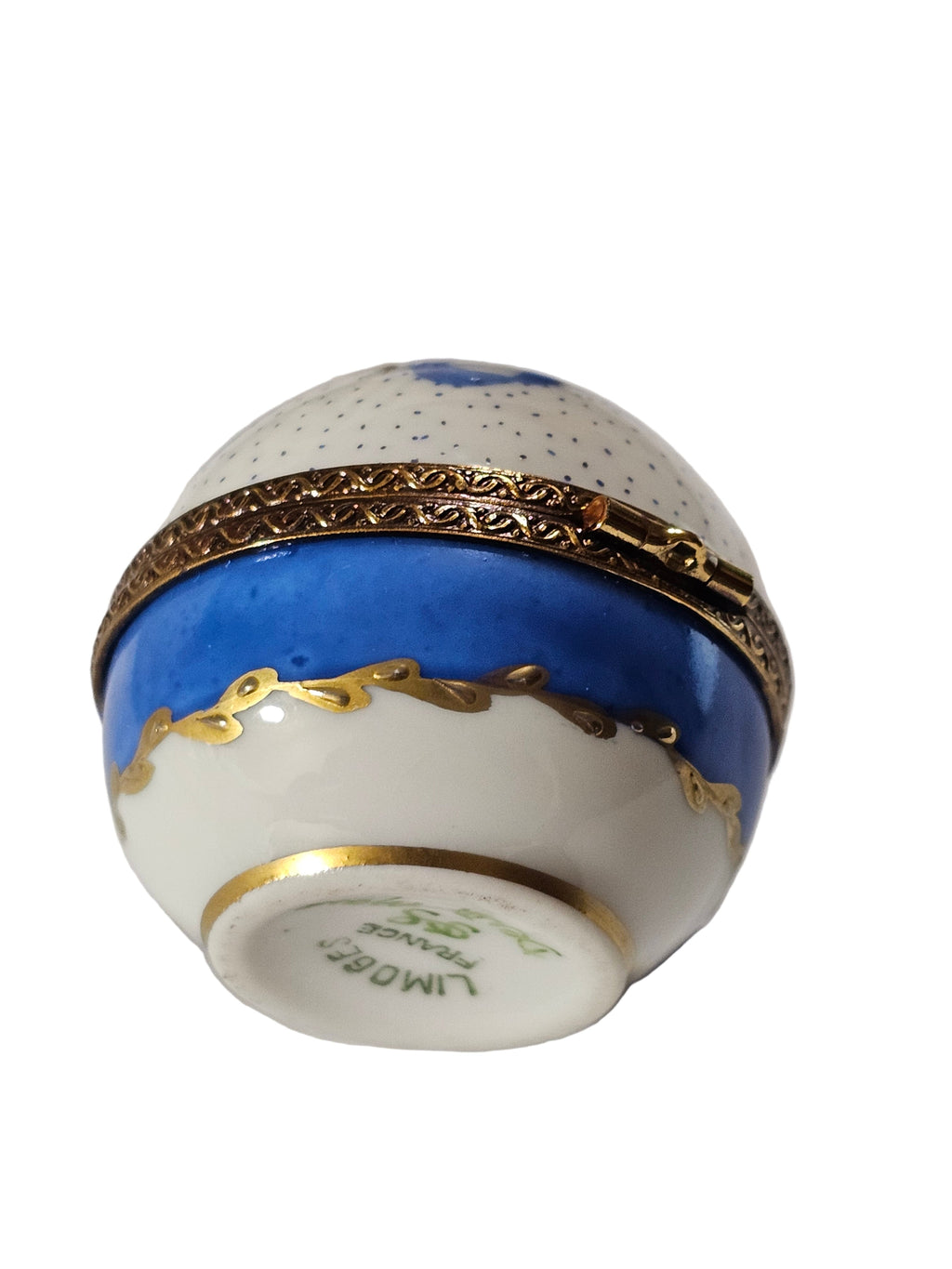 Mini Blue Round Ribbons Flowers Limoges Porcelain Art Object, view 5