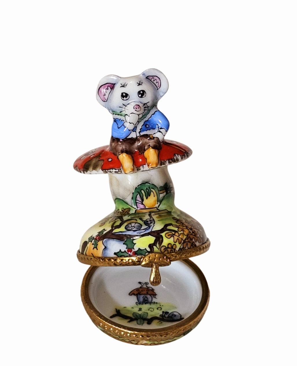 Mouse on Mushroom Limoges Box for Collectors Limoges, view 2