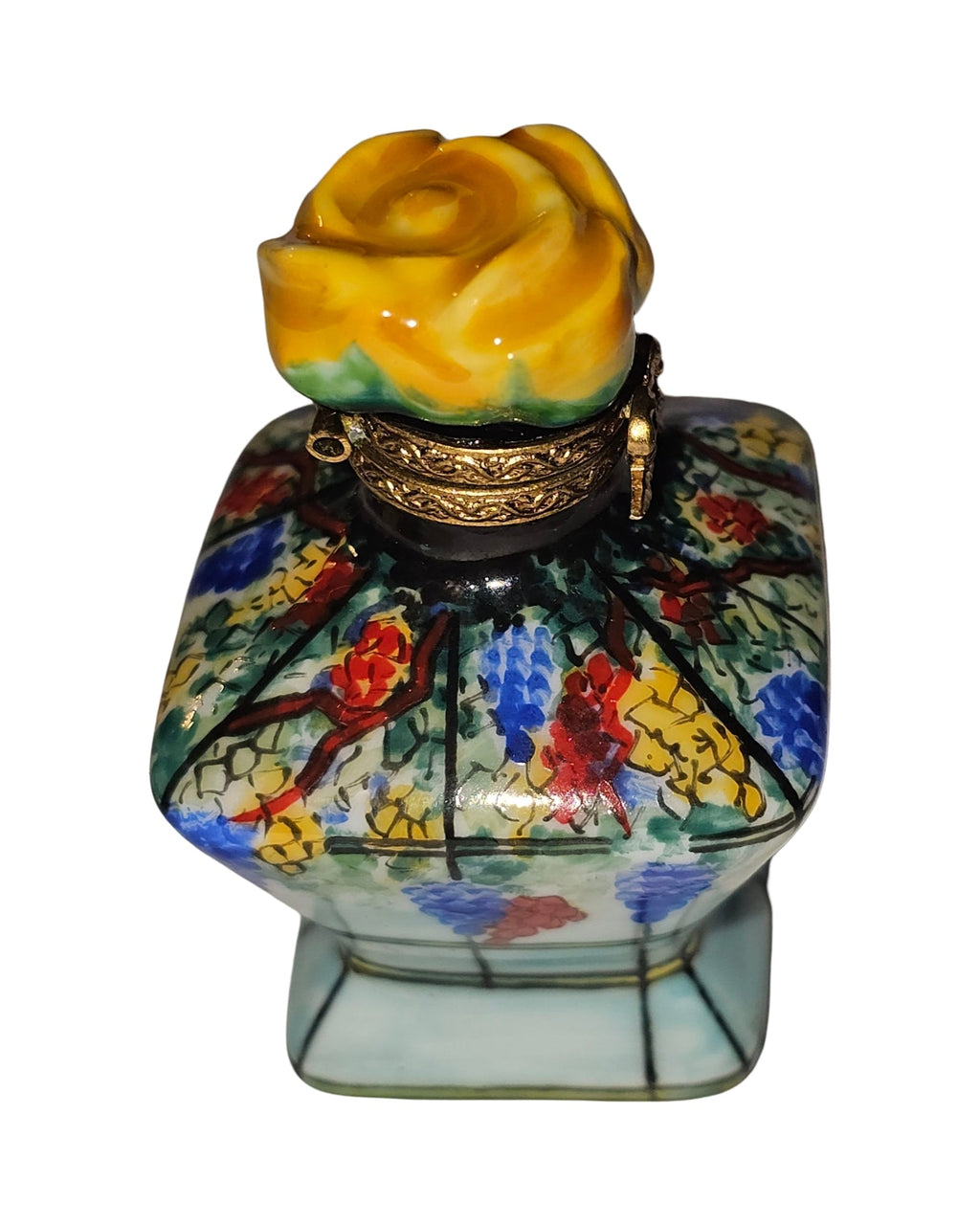 Hour Glass Shaped Jar w Yellow Rose, view 2