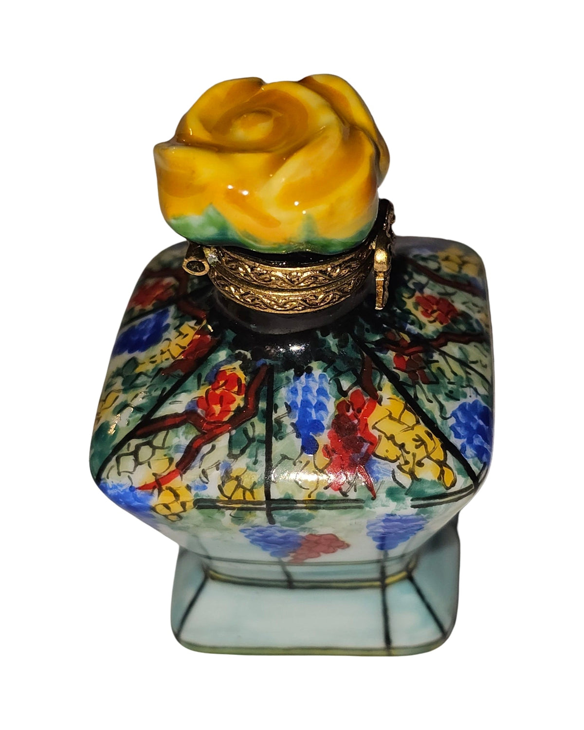 Hour Glass Shaped Jar w Yellow Rose, view 2