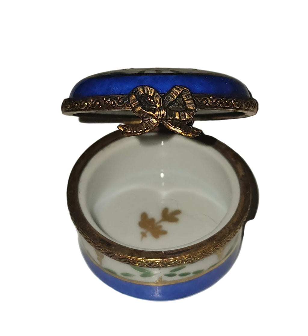 Small Blue Round w Flower Box Limoges Box, view 2