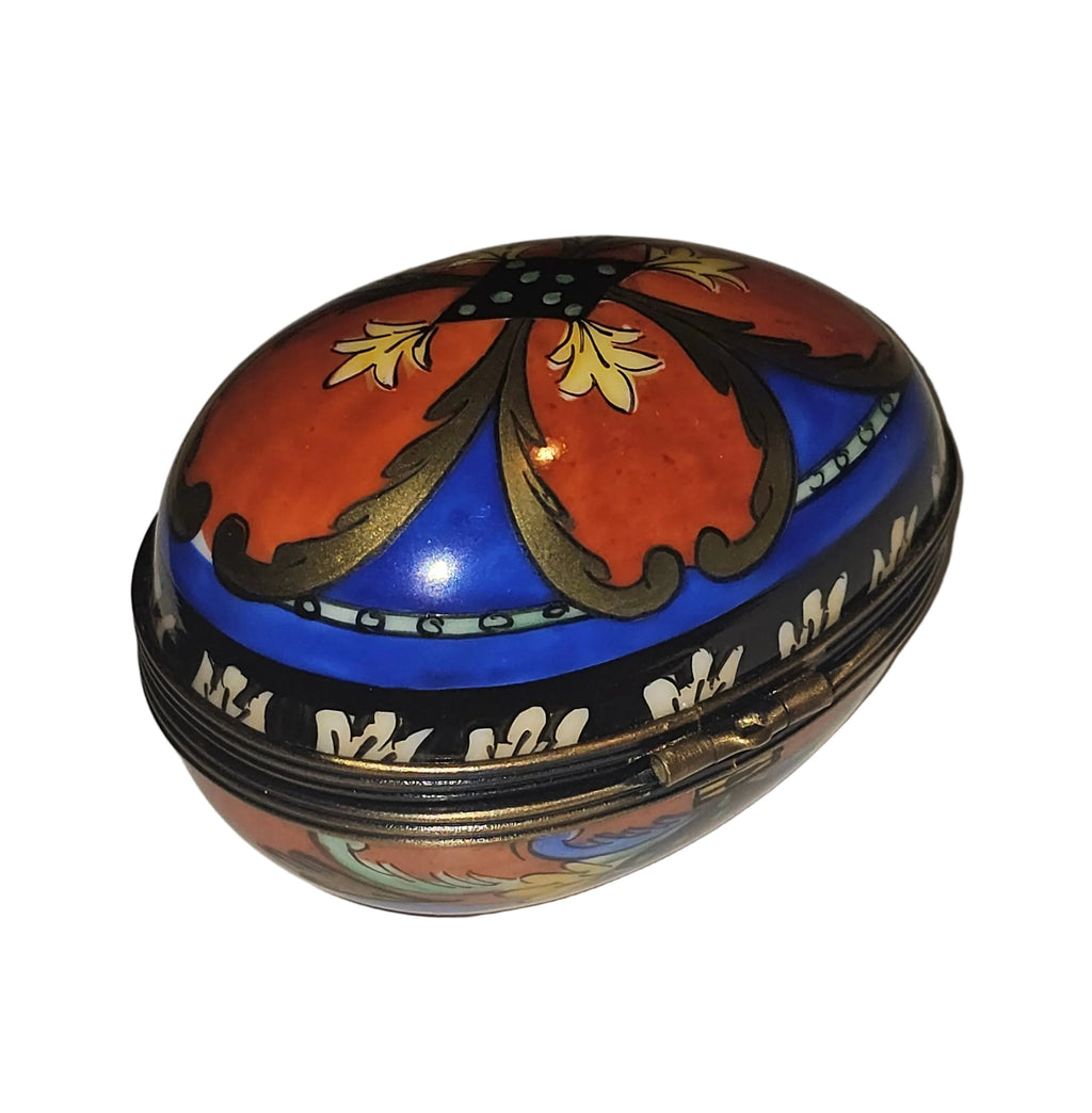 Snazzy Orange Blue Egg Horizon Limoges Box, view 5