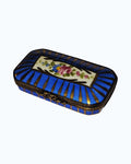 Blue Rectangle Floral Flat, a hand-painted Limoges porcelain gift