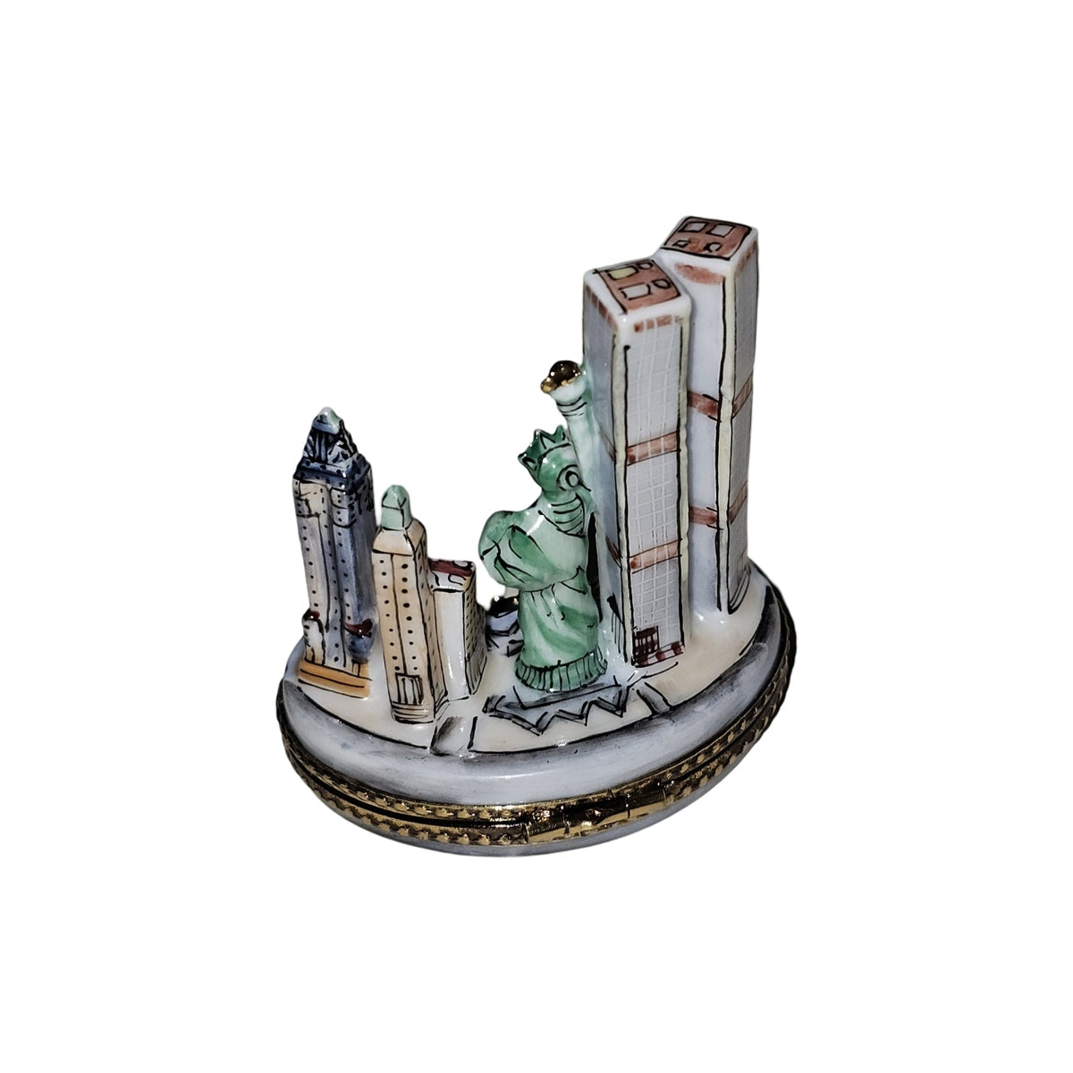 Old New York City Sky Line w World Trade Center NYC Limoges Box, view 5