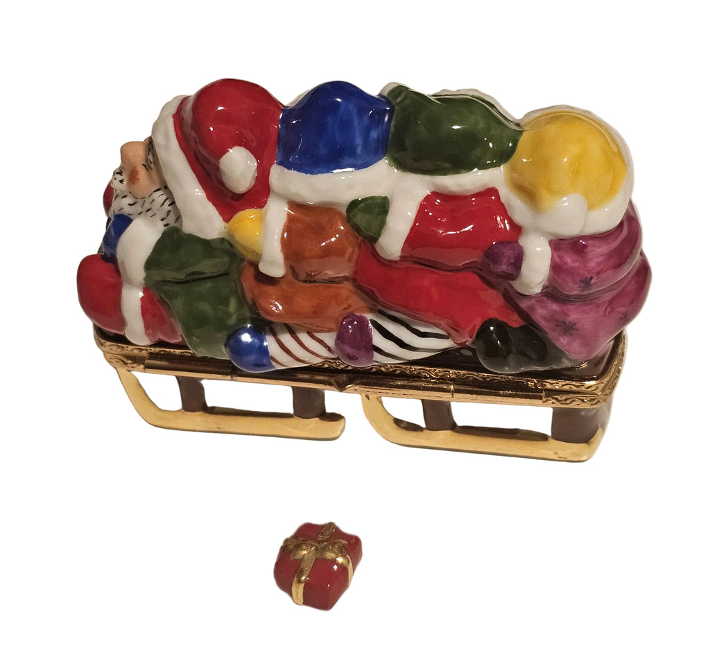 Santa in Sleigh w Present Limoges Box, view 5