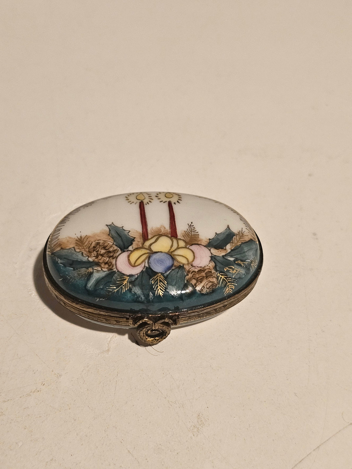 Christmas Oval Candles with Holly Limoges Box, view 4