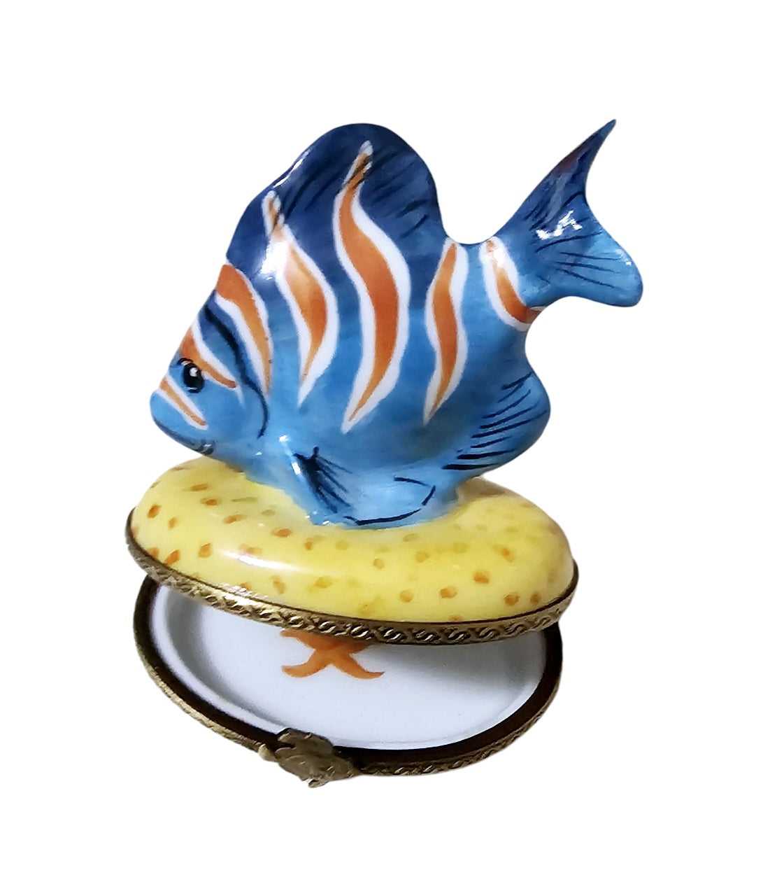 Blue Fish Orange Stripes Limoges Box for Collectors, view 5