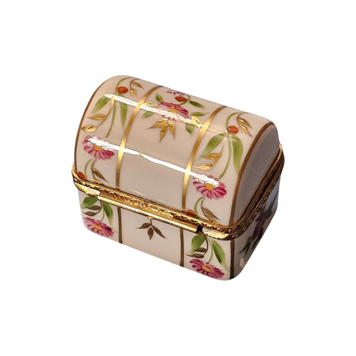 Chest with Pink Flowers Limoges Box, view 3