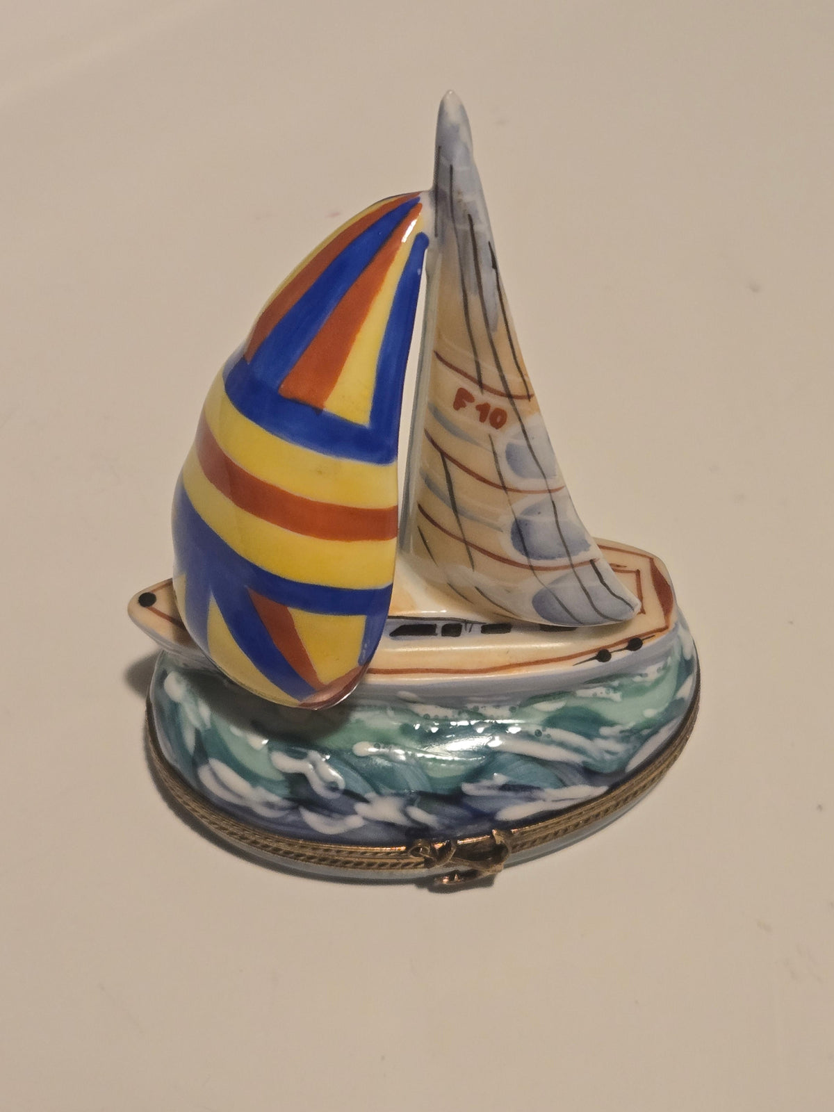 Large Sailboat Limoges Box for HandPainted Nautical, view 4