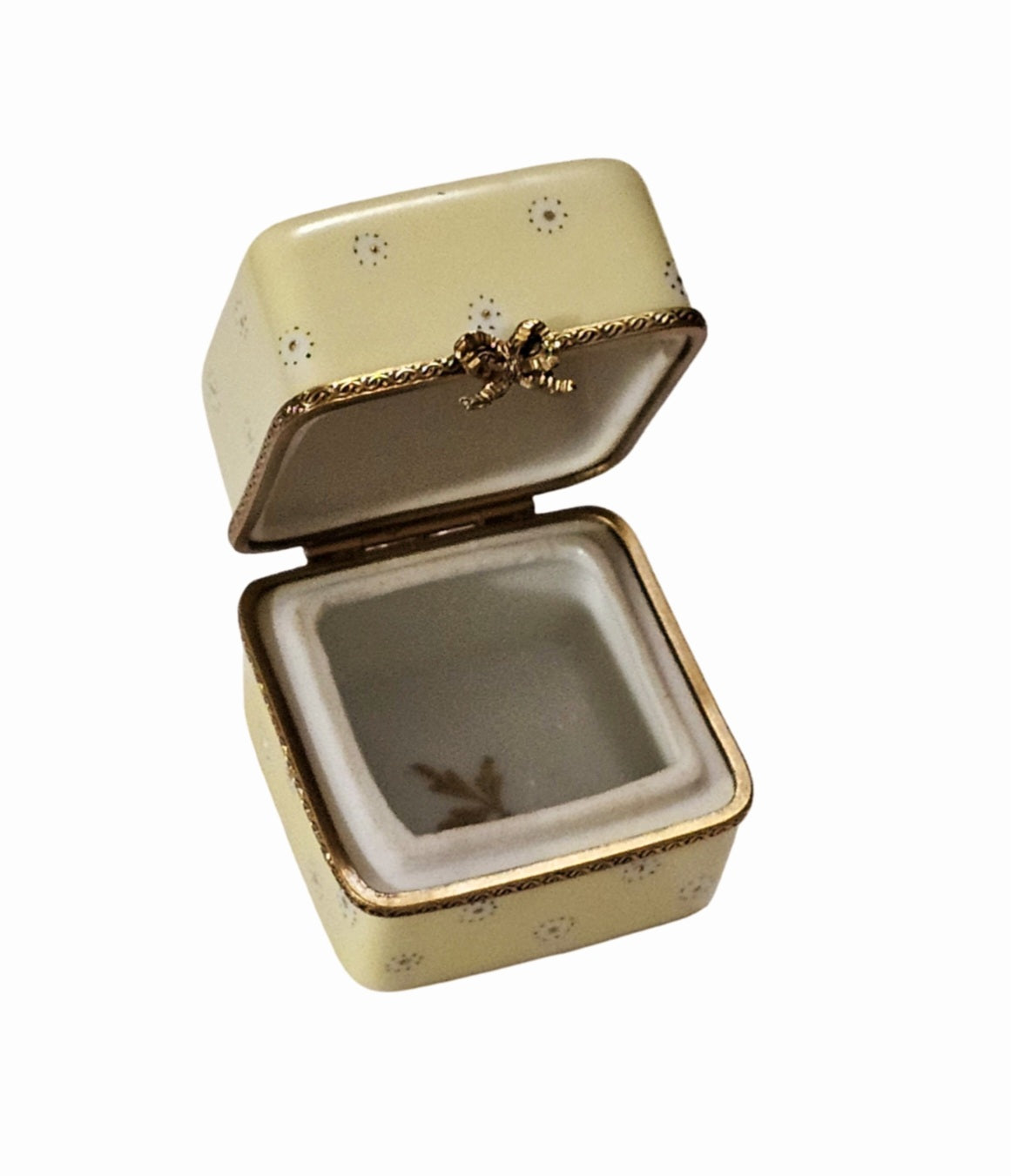 Light Yellow Square with Flowers Limoges Porcelain Art Object, view 3