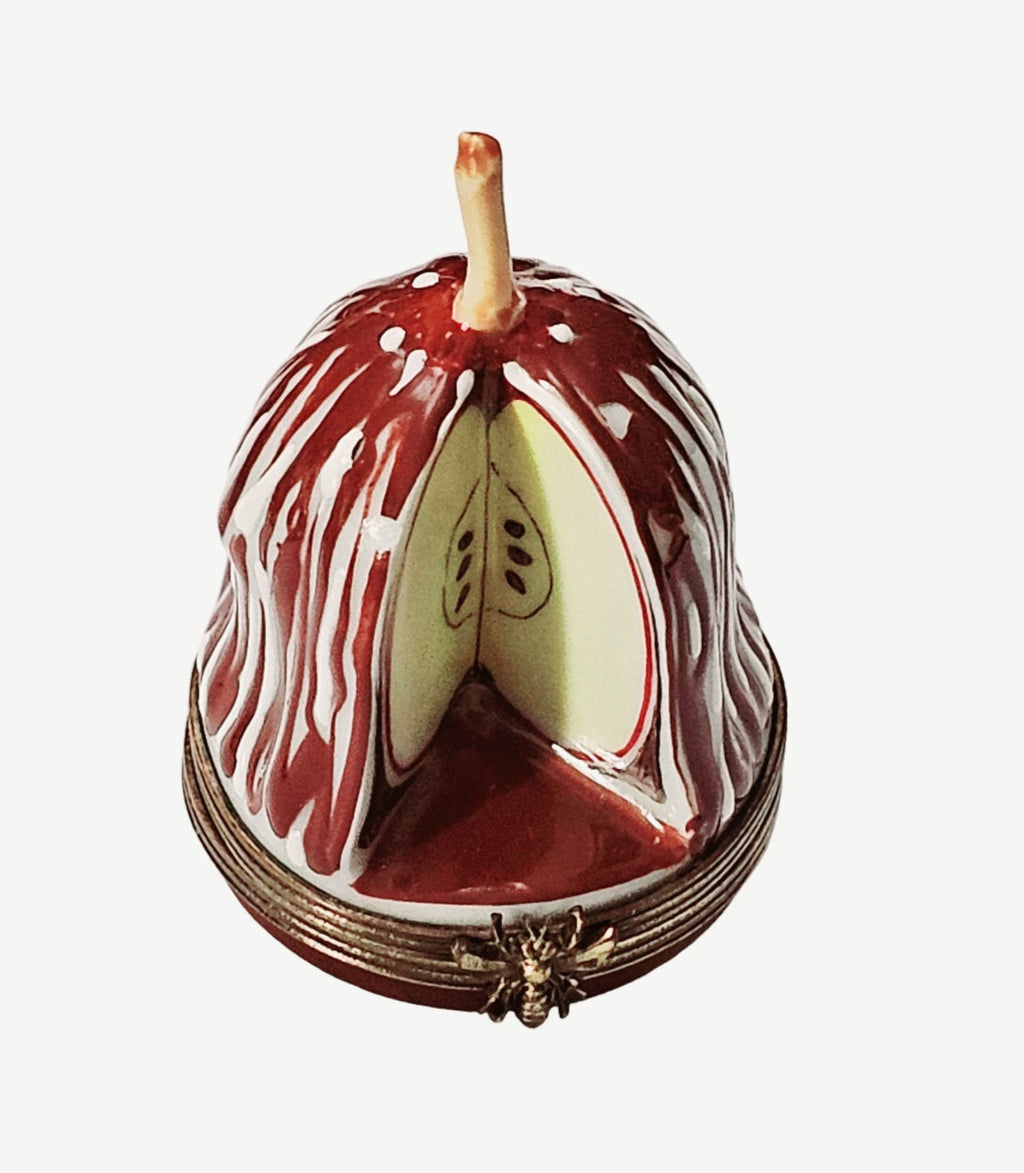 Medium Candy Apple Porcelain Art Limoges Box for Gifts, a hand-painted Limoges porcelain gift