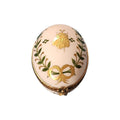 Golden Green Leaves on Egg Box, a hand-painted Limoges porcelain gift
