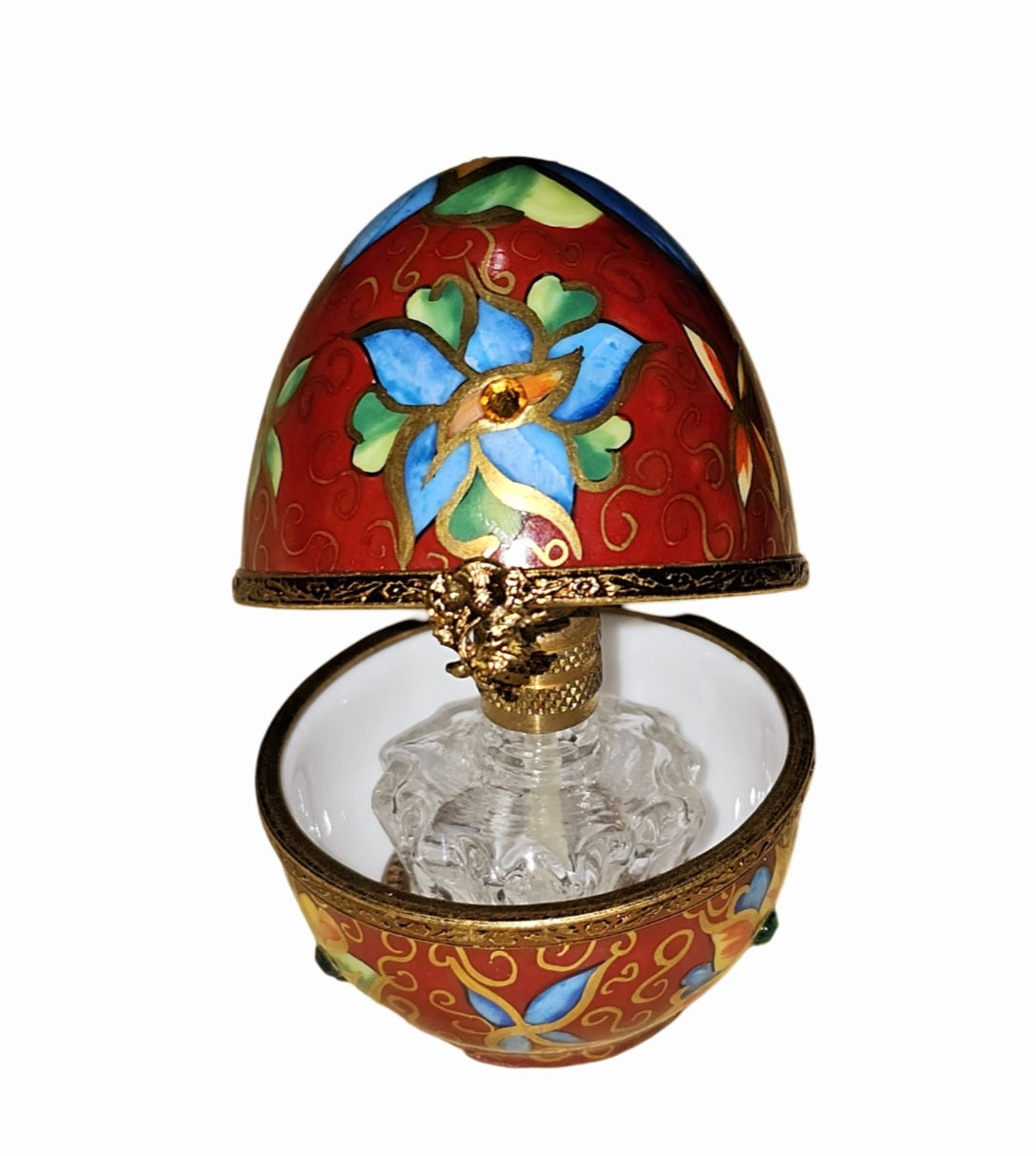 Red Perfume Egg w Flowers Bold Floral Egg Box, view 2