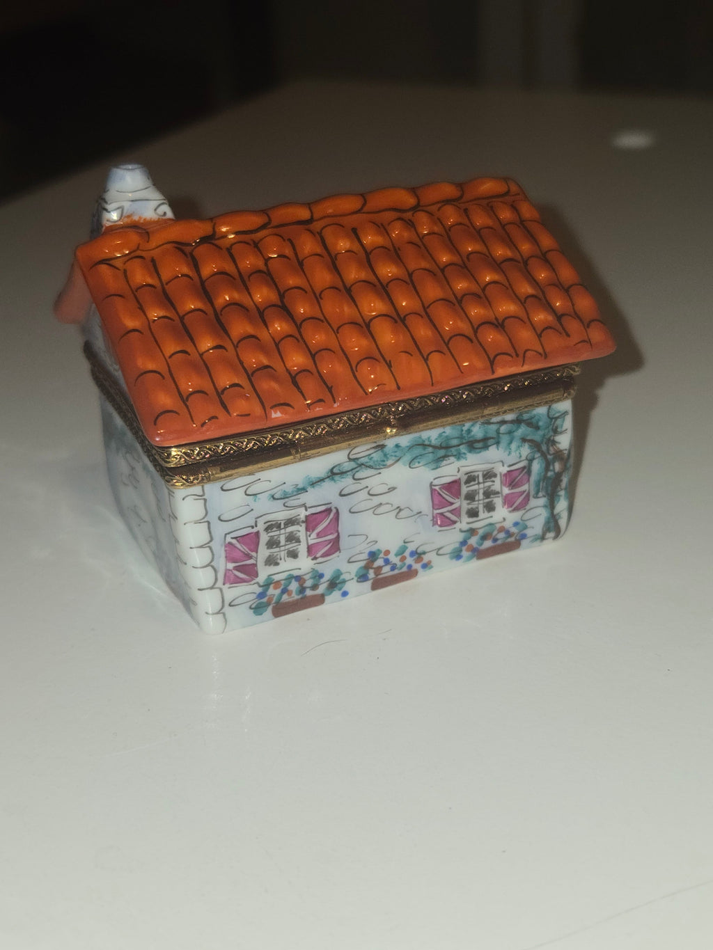 White House w Red Roof Limoges Box Cottage Home Gift, view 6
