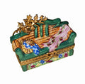Garden Bench w Hat Limoges Box Shop, a hand-painted Limoges porcelain gift