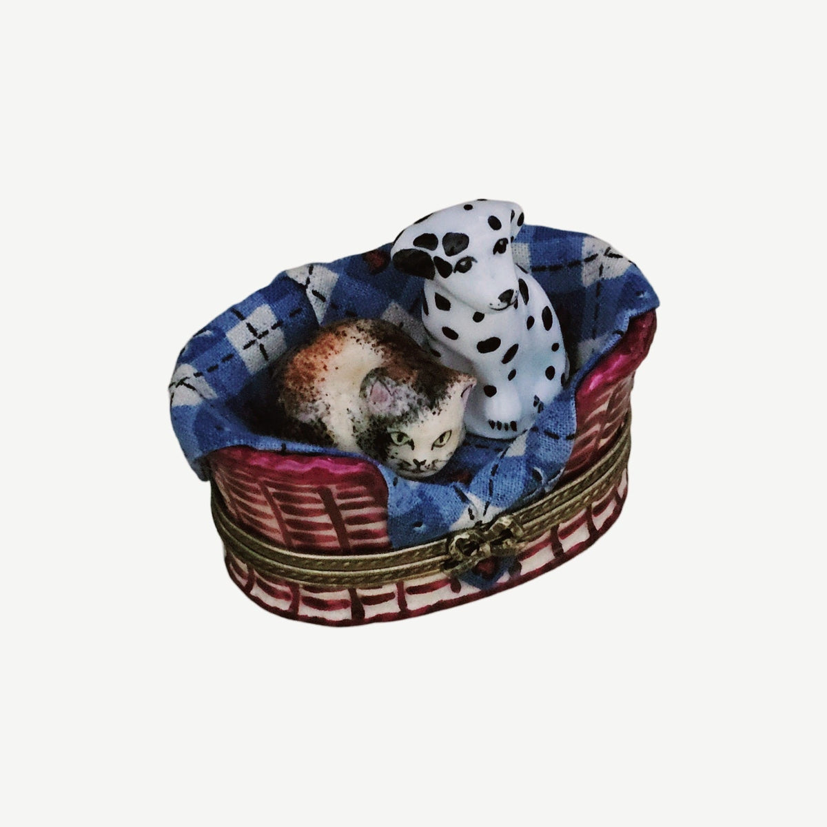 Dalmatian Dog w Cat in Basket w Trinkets, view 9