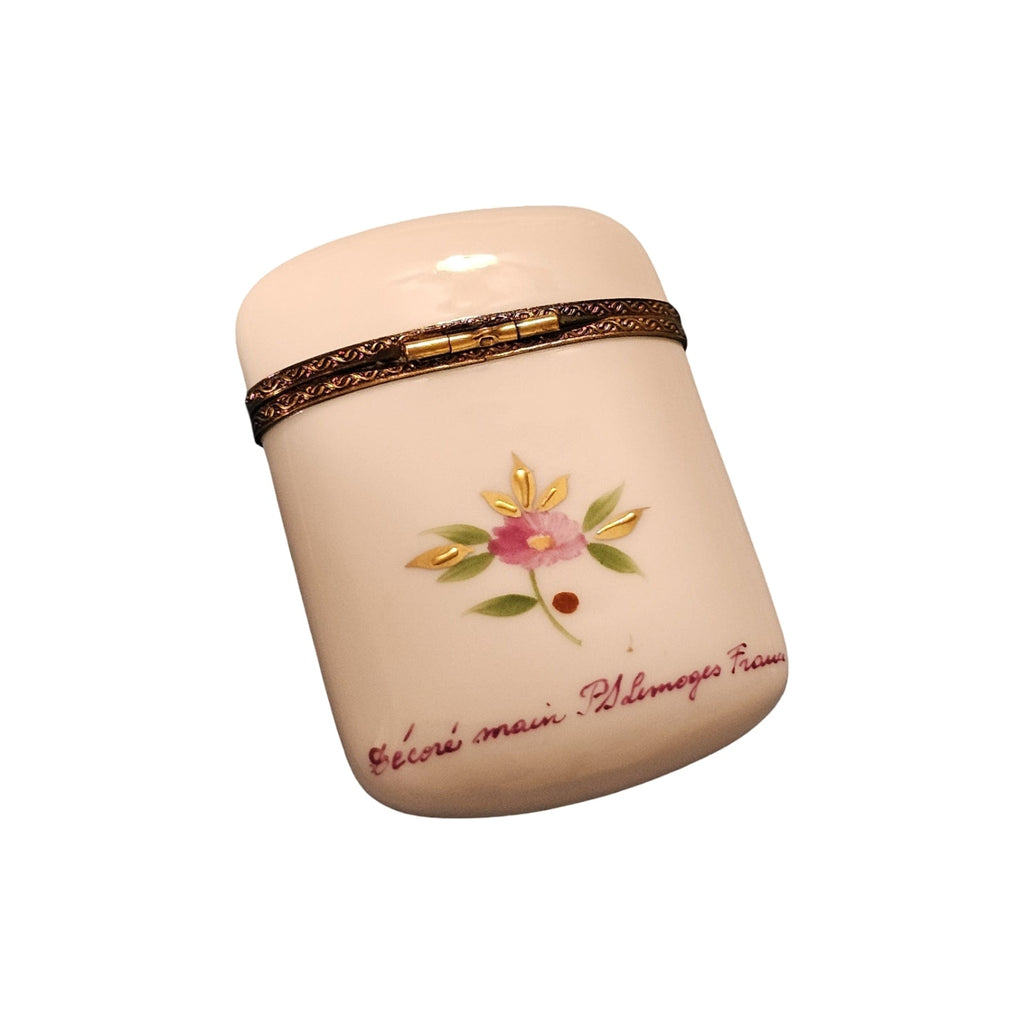 Madame Pompadour Tall Flat with Pink Flowers Limoges, view 5