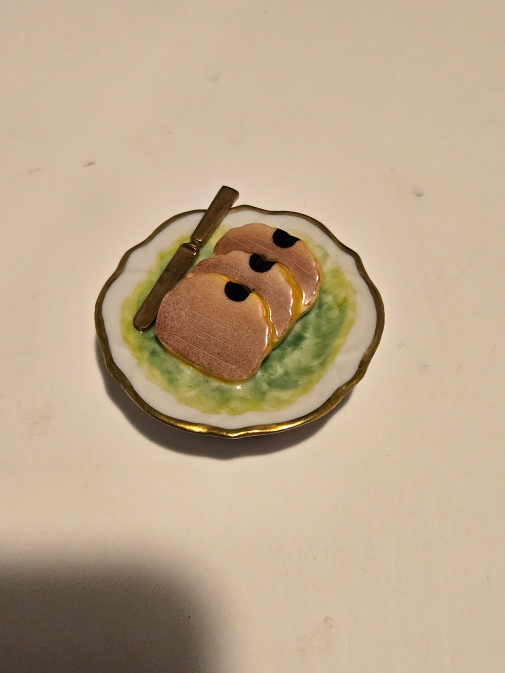 Foie Gras Sliced Ham on Plate Limoges Box, view 3