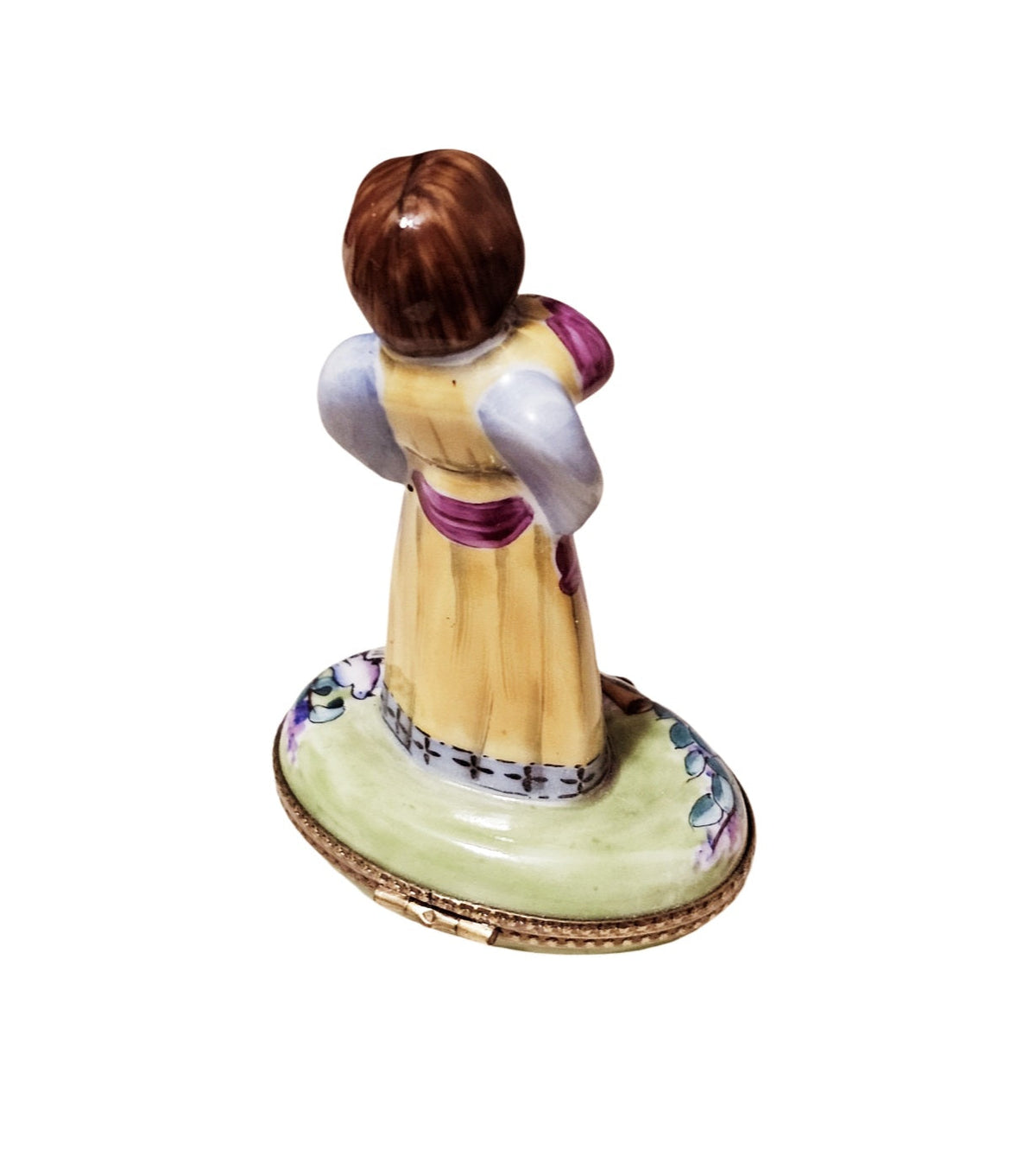 Fine French craftsmanship on the Angel Violin Bible Limoges box, painted by hand