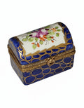 Dark Blue Chest with Flowers & Gold Trim, a hand-painted Limoges porcelain gift
