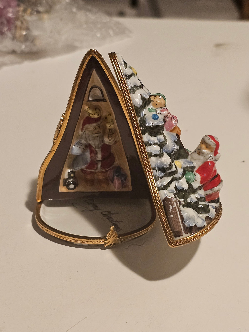 Triple Hinged Christmas Tree Limoges Box Figurine, view 3