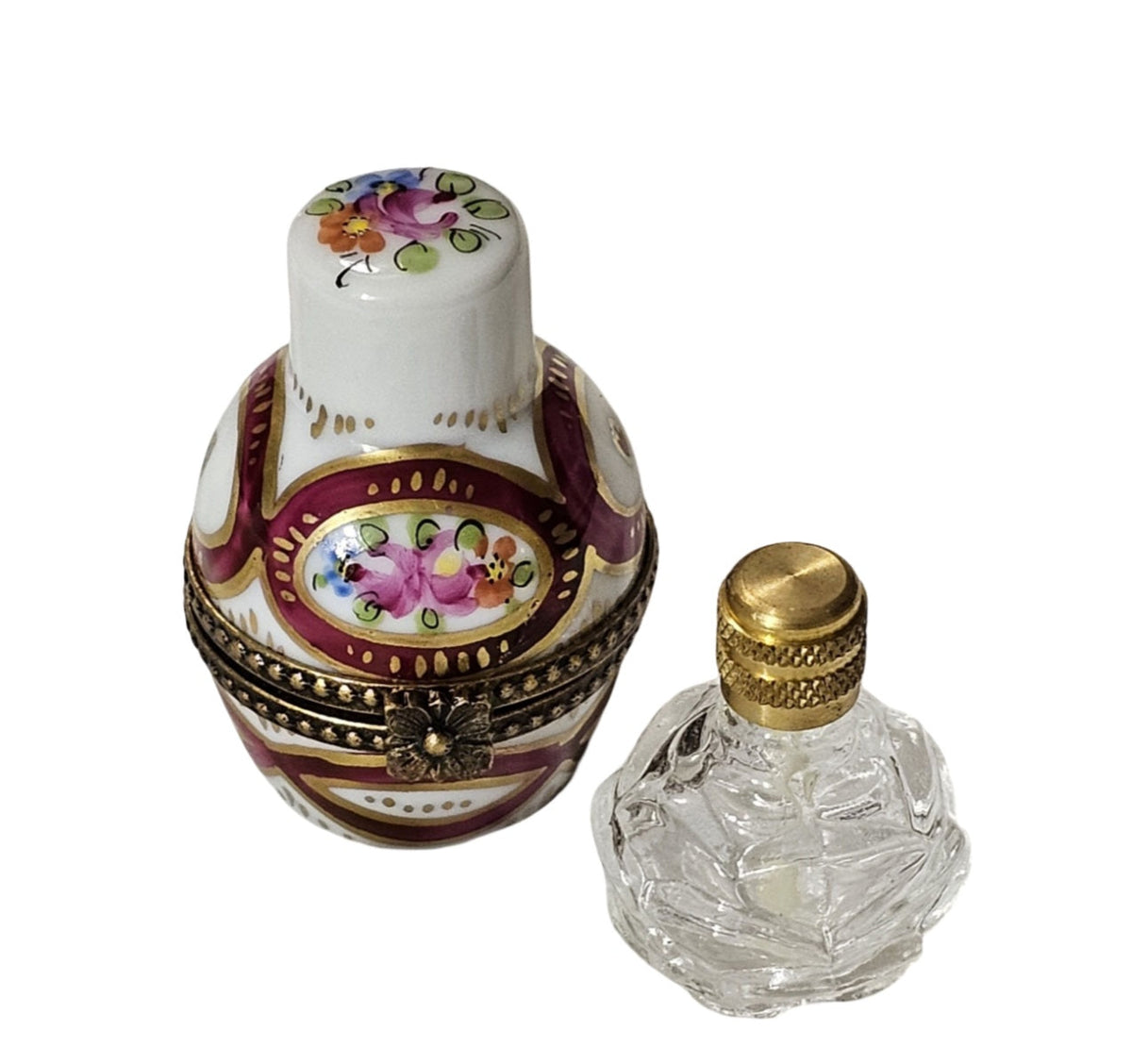 Single Maroon White Perfume Limoges Box, view 3
