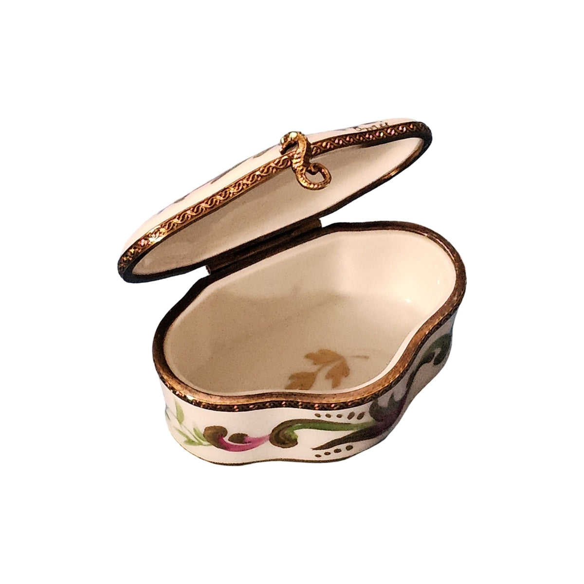 Shaped Limoges with Pink Flowers Box, view 6